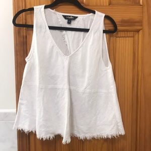 Linen fringe sleeveless shirt